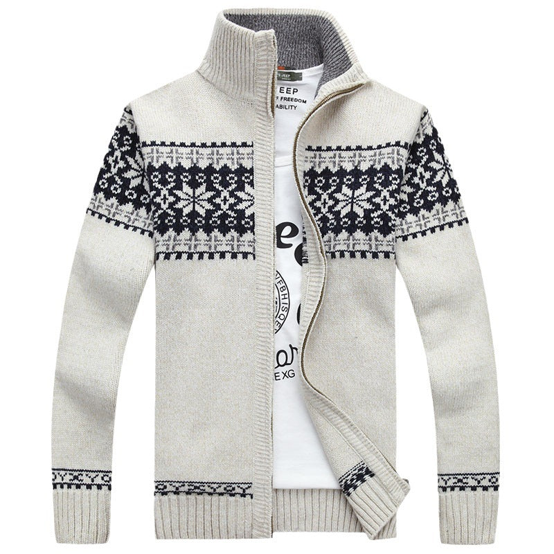 Cardigan zippé homme à col montant tricoté