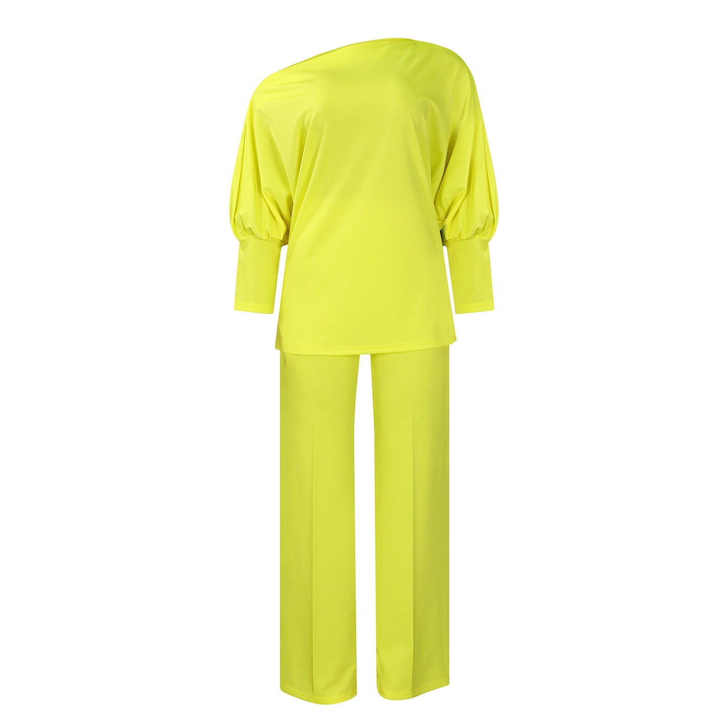 Habit :Ensemble pour femme : haut uni à col en V et pantalon large
