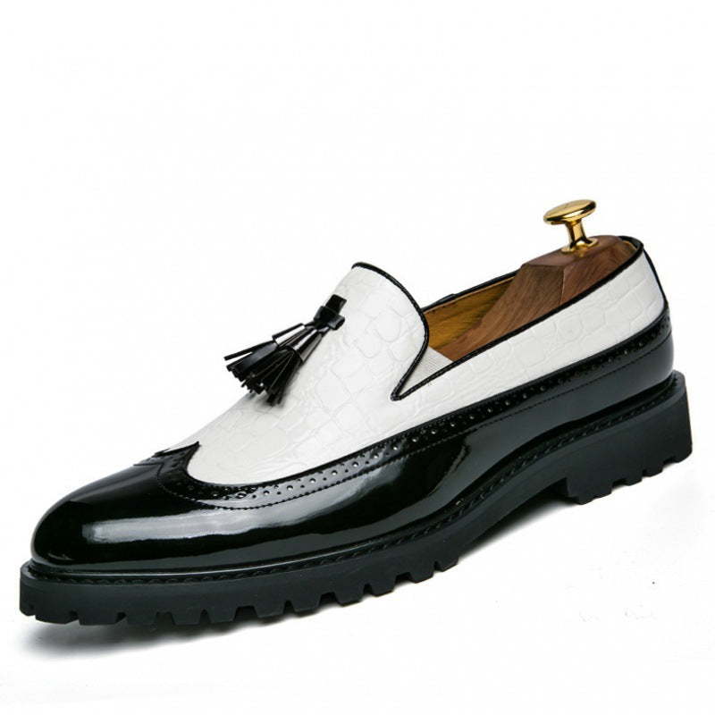Chaussures en cuir décontractées pour hommes à enfiler avec motif brocart