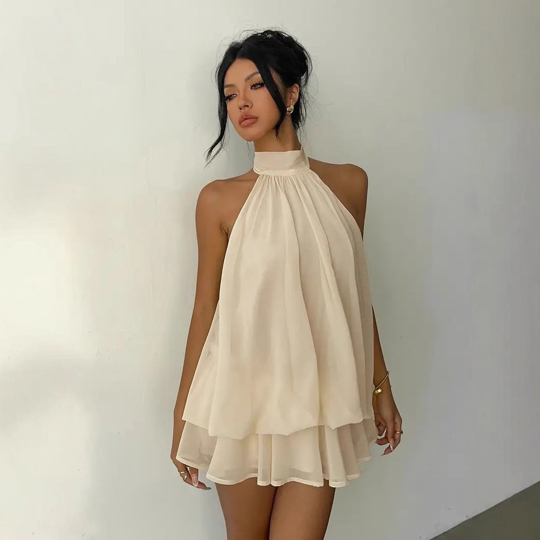 Robe femme à encolure américaine, taille haute, coupe A