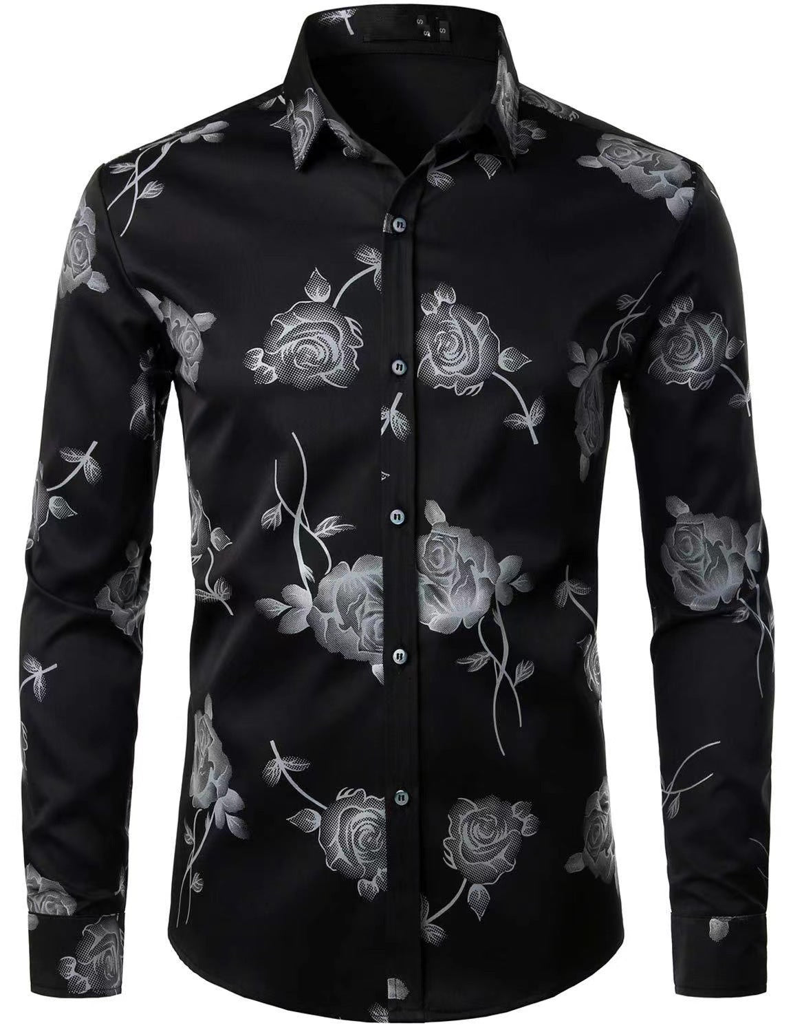Chemise à manches longues pour homme à imprimé floral