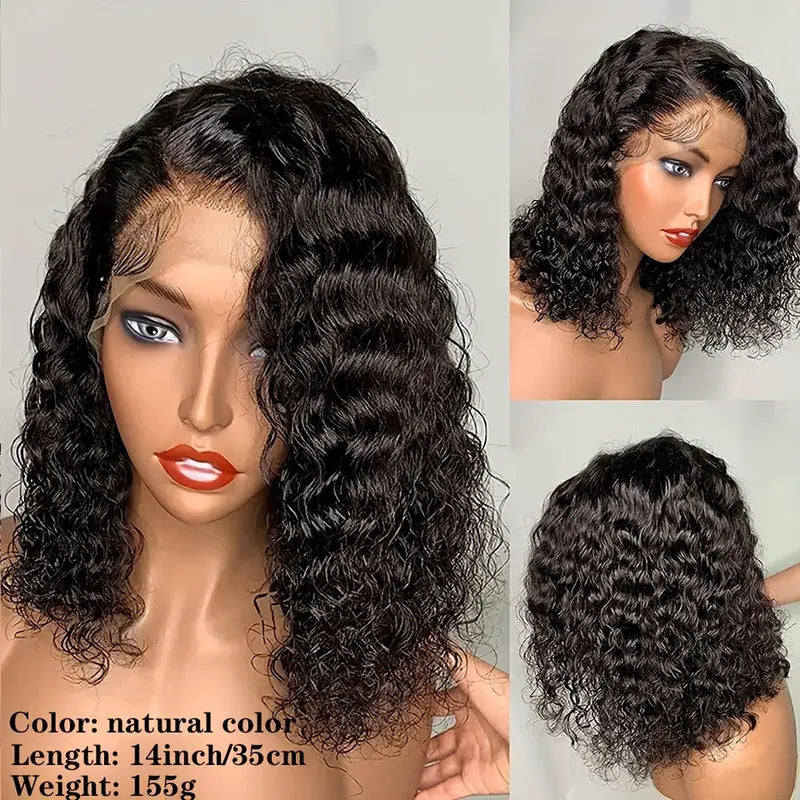 Perruque BOB en cheveux humains avec dentelle frontale, vague double tir�e, vague d'eau, perruque de commerce ext�rieur