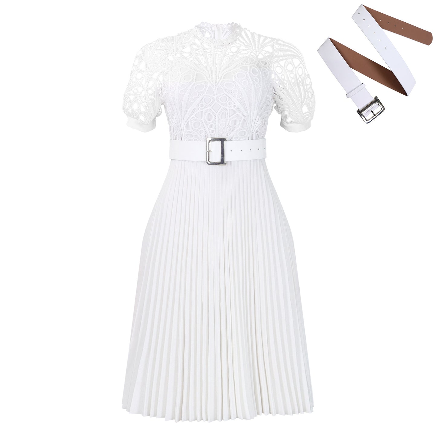 Robe à capuche plissée en dentelle pour femmes