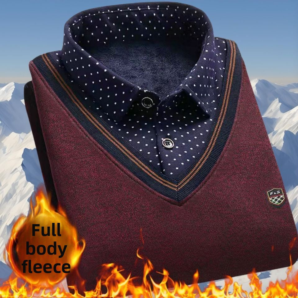 Pull polaire d'hiver en maille - faux deux pièces