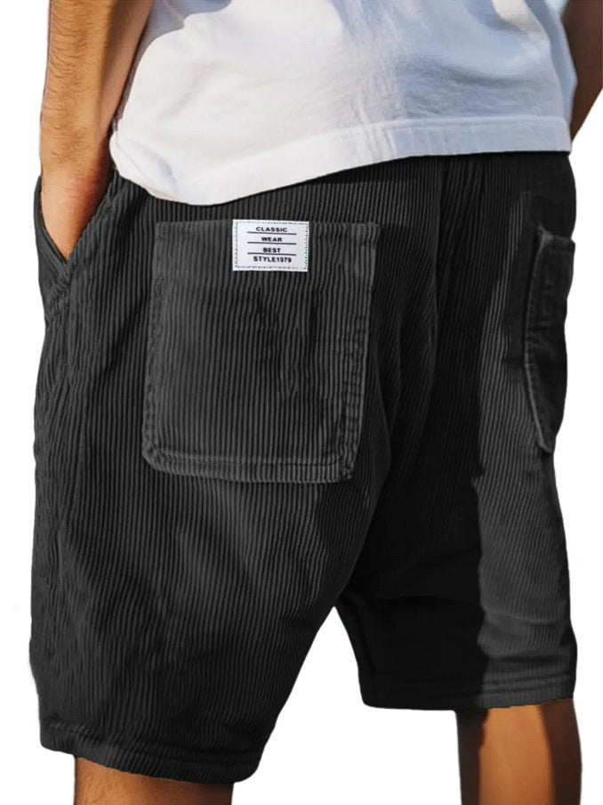 Shorts en velours côtelé vintage pour hommes avec plusieurs poches