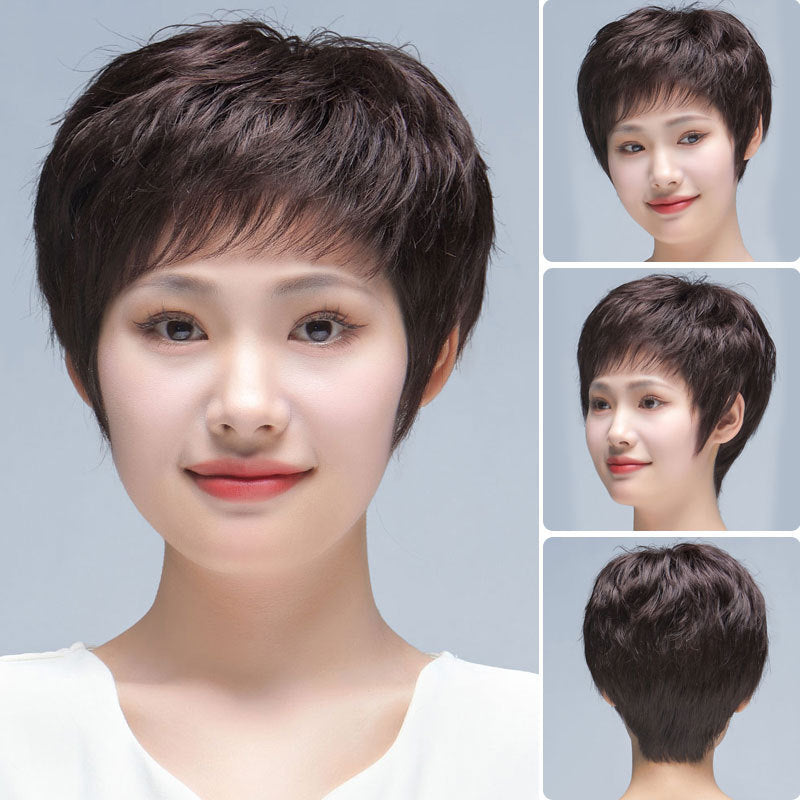 Perruque courte en cheveux humains naturels pour femmes