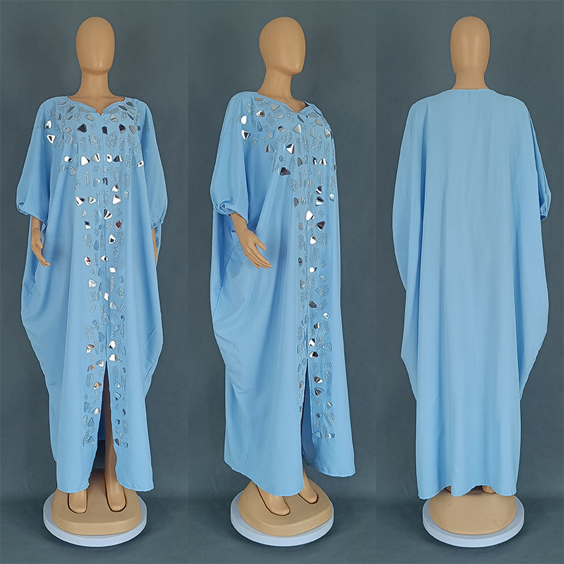 Habit :Robe ample à empiècements brodés pour femme