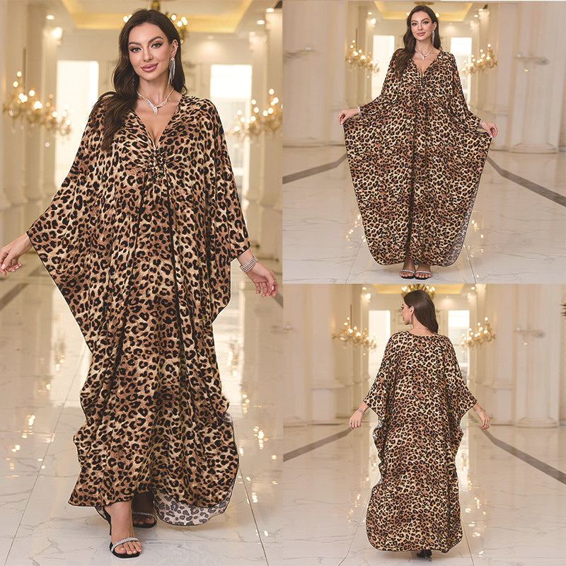 Robe longue de plage imprimée en coton pour femme, robe longue ample, paréo, vêtement de protection solaire