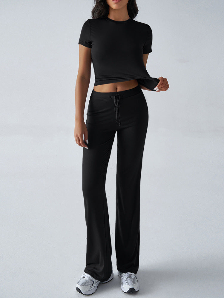 Ensemble pour femme décontracté avec pantalon et manches courtes