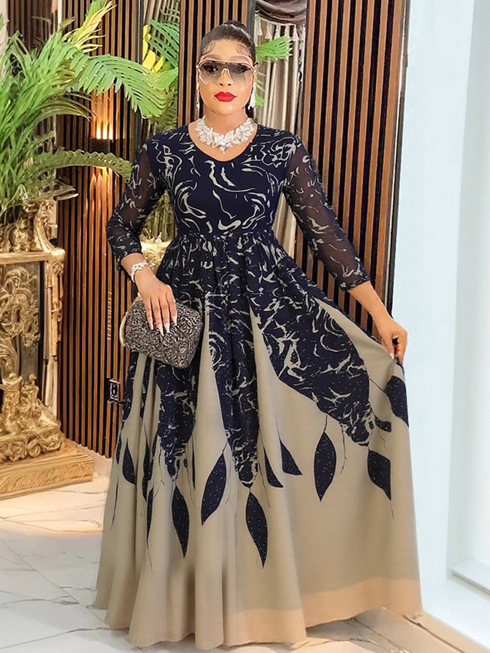 robe longue en mousseline imprimée