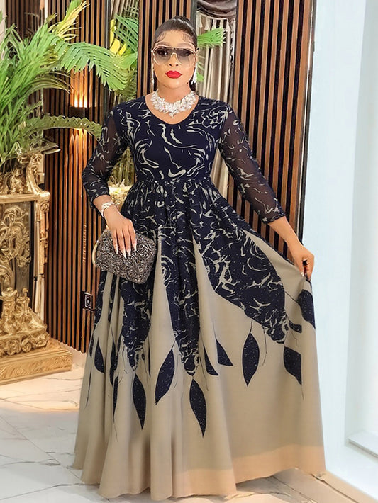 robe longue en mousseline imprimée
