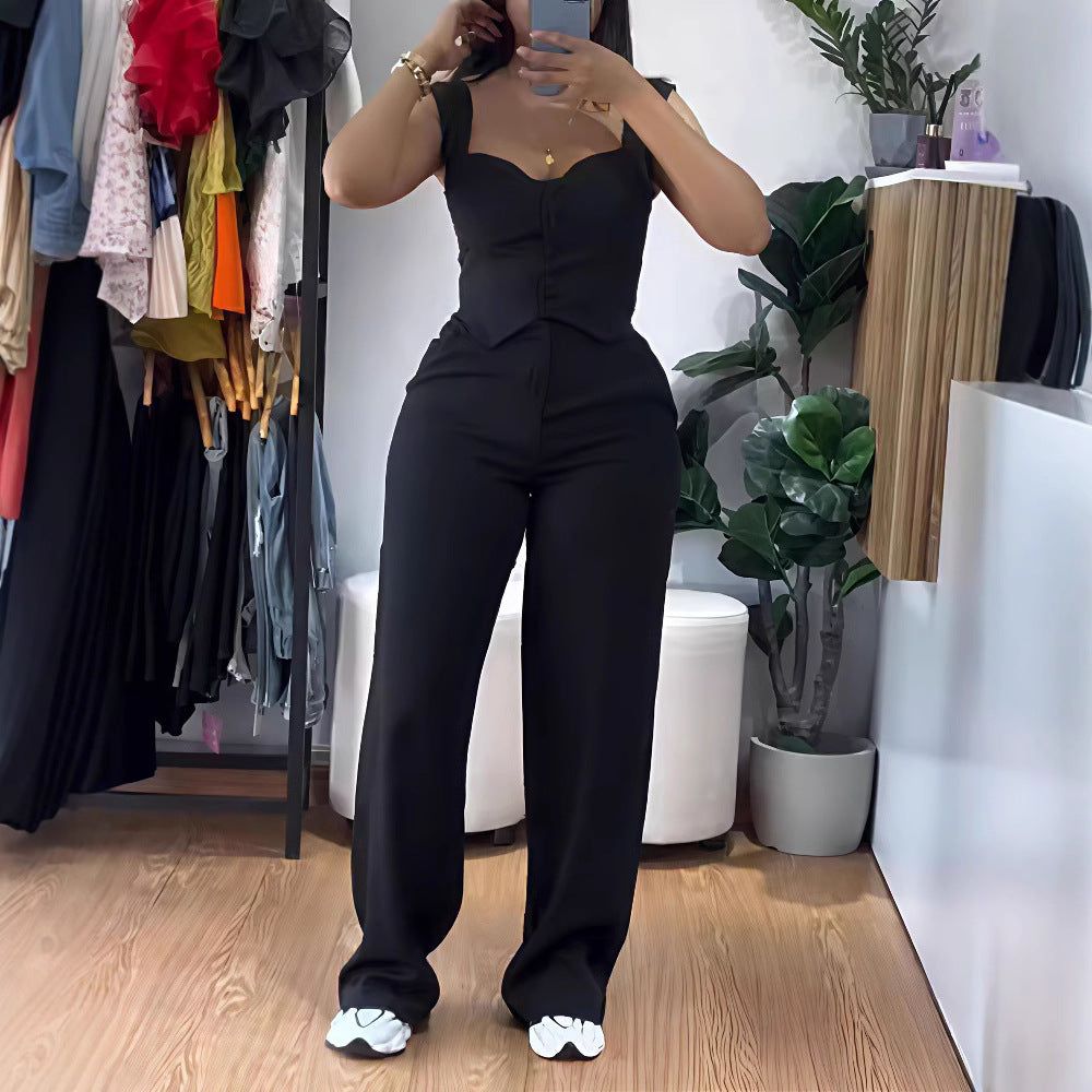 Ensemble débardeur moulant string et pantalon large