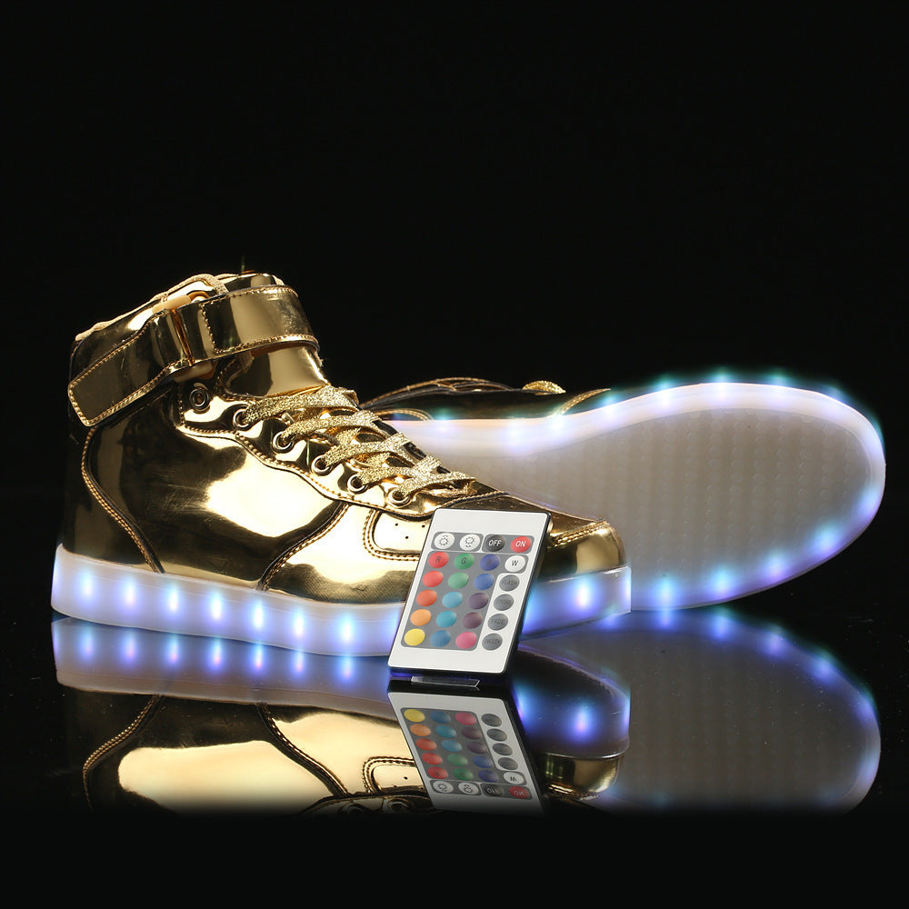 Chaussures décontractées lumineuses à surface miroir et velcro