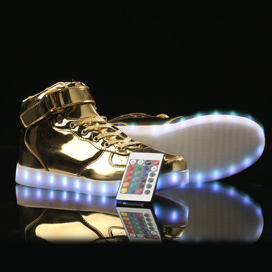 Chaussures décontractées lumineuses à surface miroir et velcro
