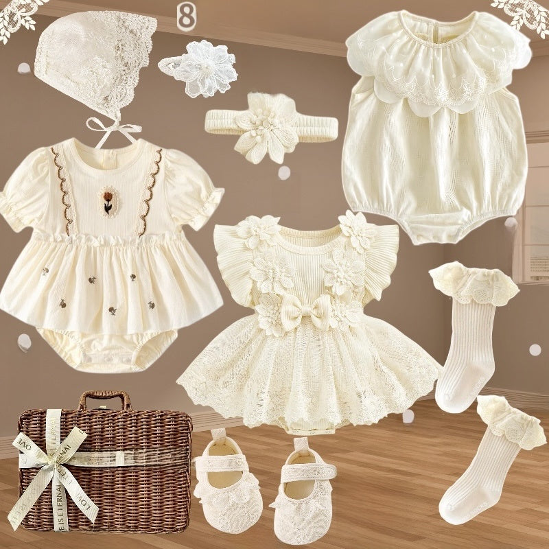Ensemble robe en dentelle pour bébé fille avec accessoires