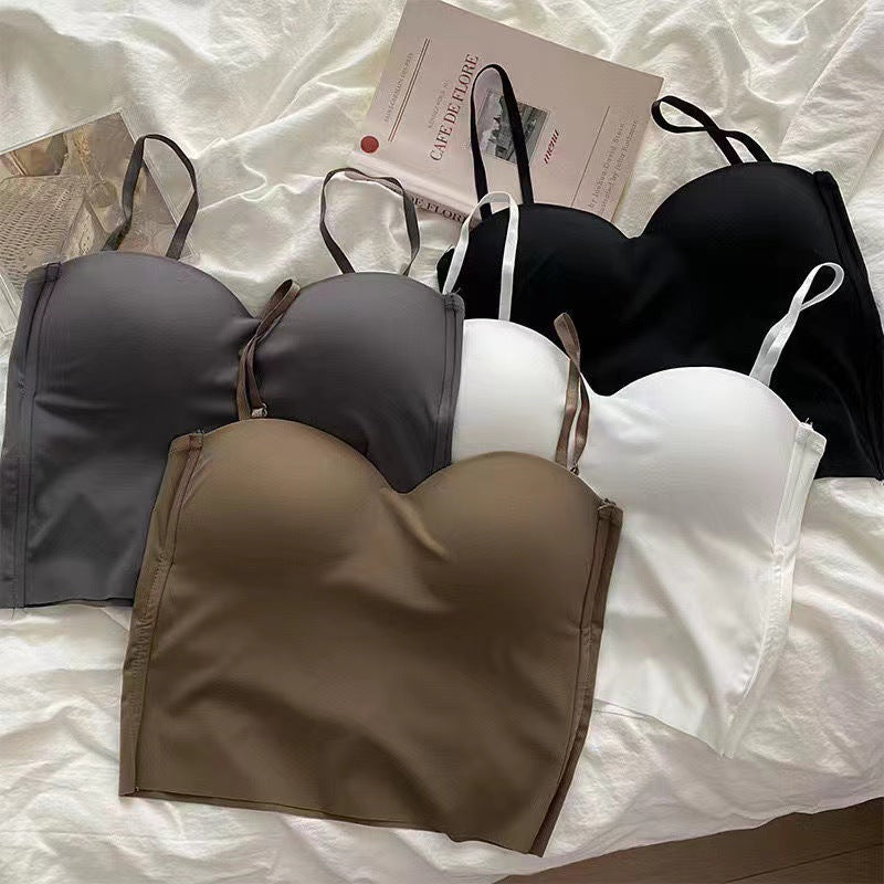 Débardeur bustier en soie glacée pour femme avec bonnets fixes