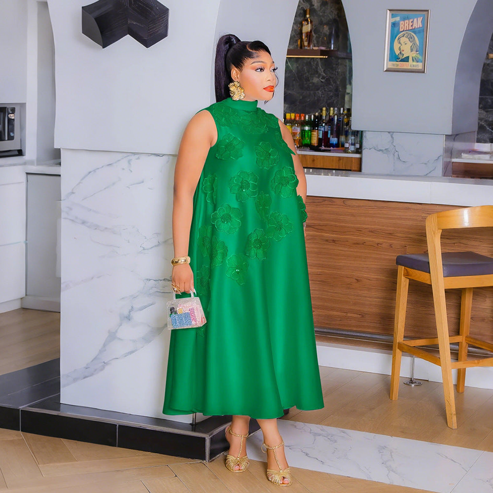 Habit :Robe longue ample sans manches à col rond pour femme