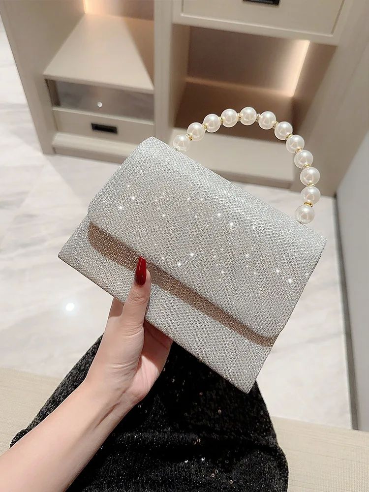 Sac bandoulière à chaîne perle brillante pour femme
