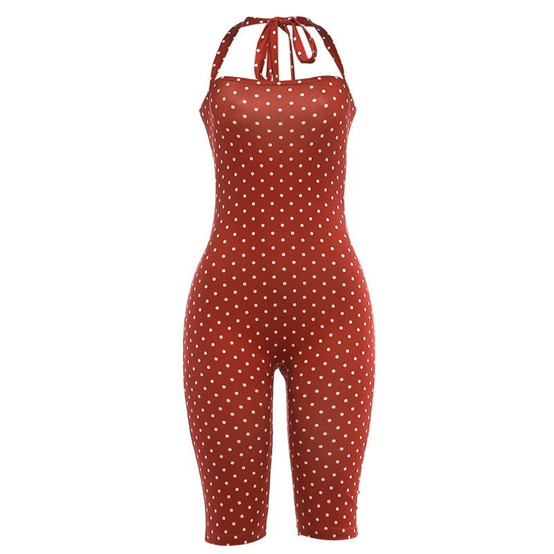 Combinaison sans manches à pois avec col halter