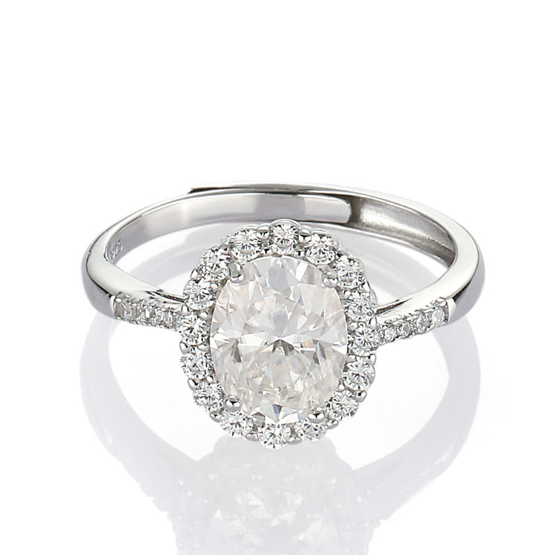 Bague géométrique pour femmes en argent sterling avec moissanite
