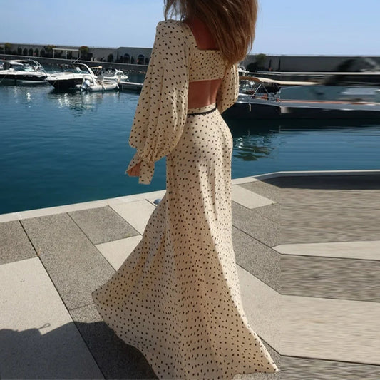 Ensemble robe sans manches à pois