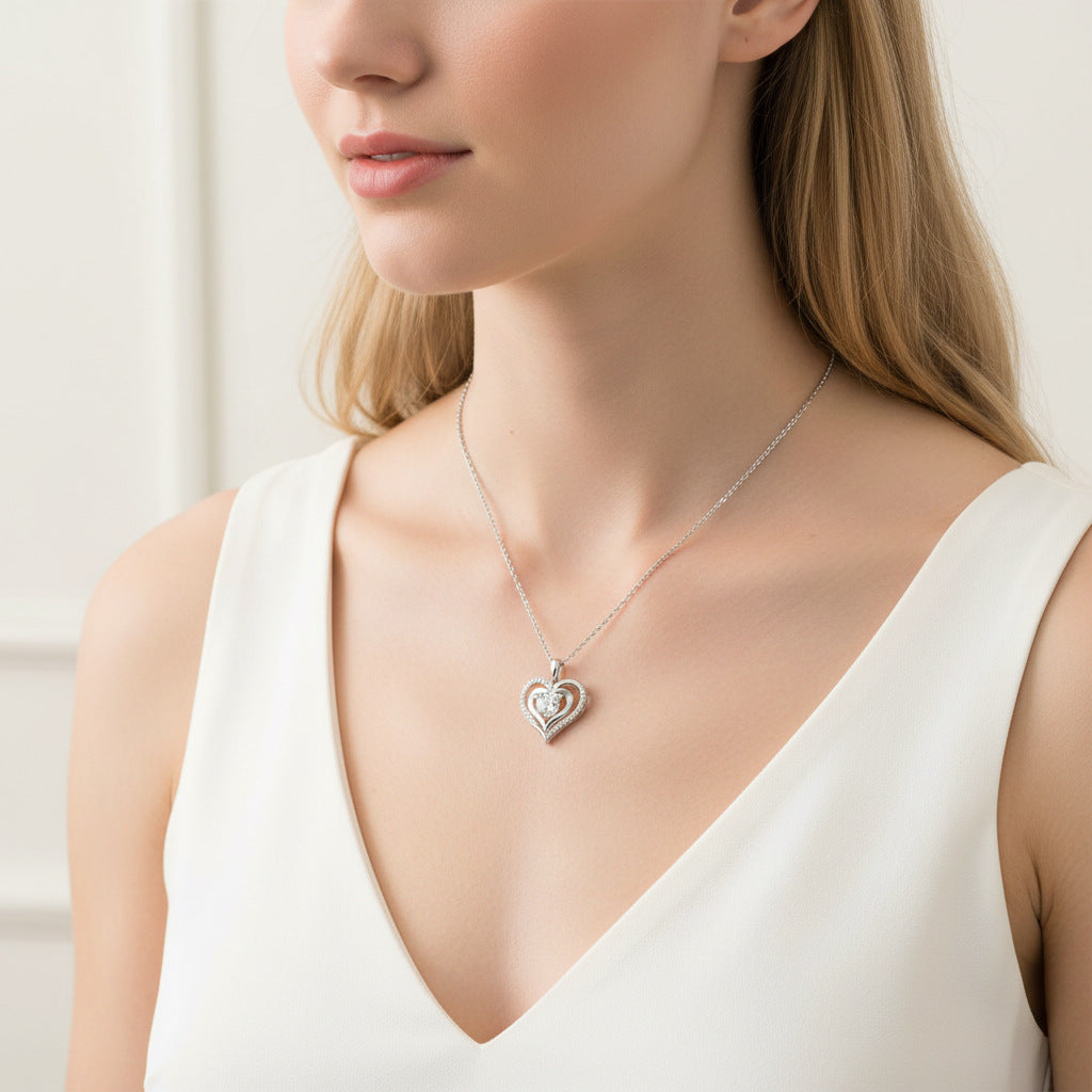 Collier pendentif géométrique en moissanite et argent sterling