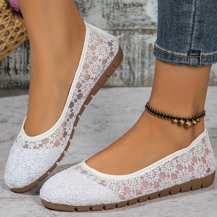 Ballerines à bout rond en mesh pour femmes
