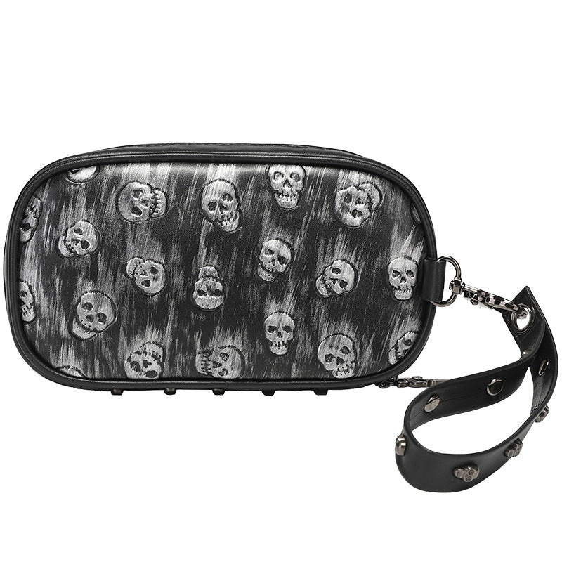 Sacoche de téléphone style punk pour homme avec emplacements pour cartes