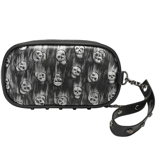 Sacoche de téléphone style punk pour homme avec emplacements pour cartes