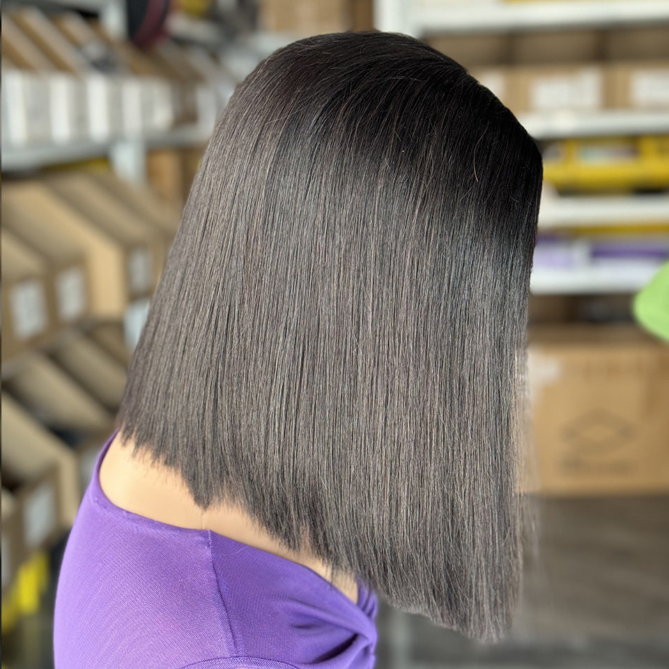Perruque en cheveux humains raides comme des baguettes