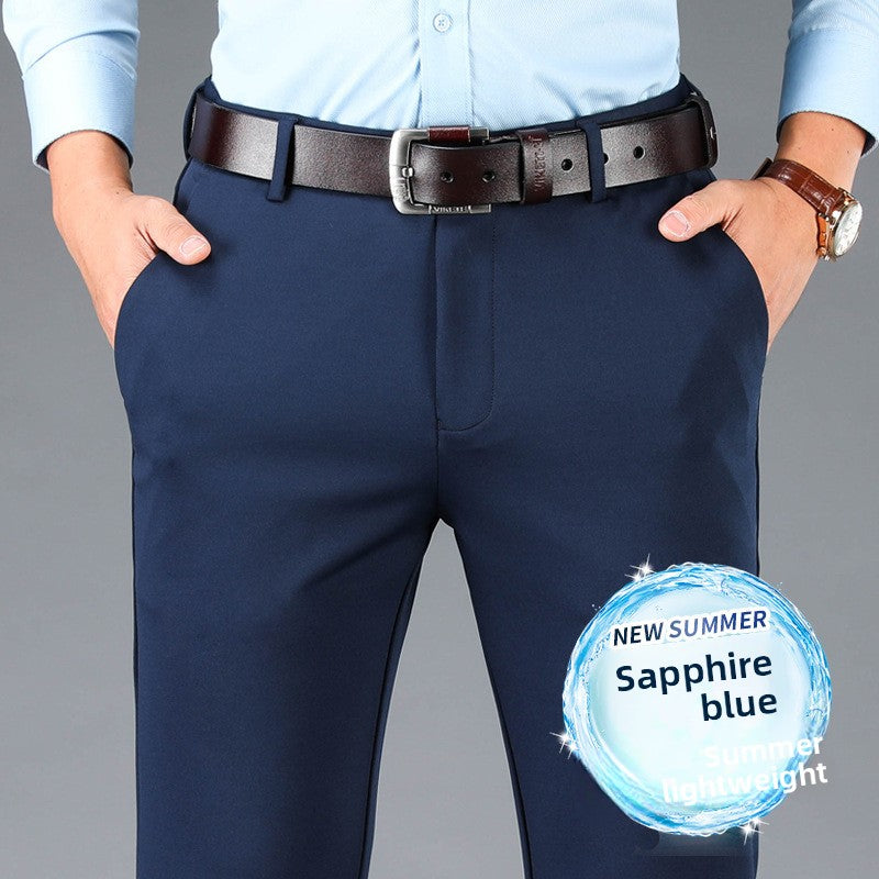 Pantalon décontracté à jambes droites élastiques pour homme