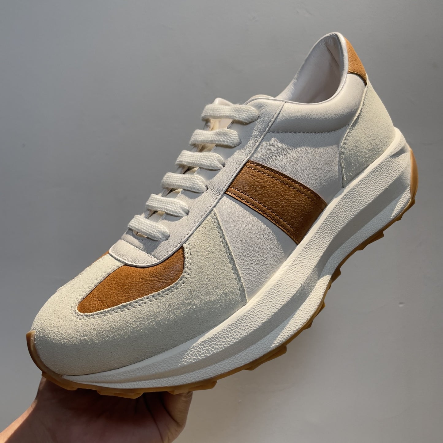 Chaussures de sport décontractées en cuir véritable pour hommes