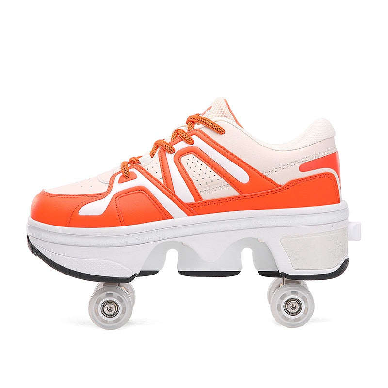 Chaussures de patin à roulettes transformables avec lumières LED