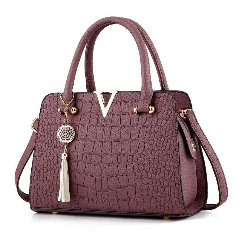 Sac à main en cuir PU à motif crocodile