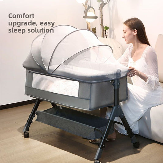 Adjustable Height Portable Baby Crib with Mosquito Net