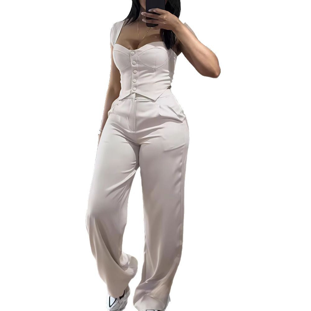 Ensemble débardeur moulant string et pantalon large