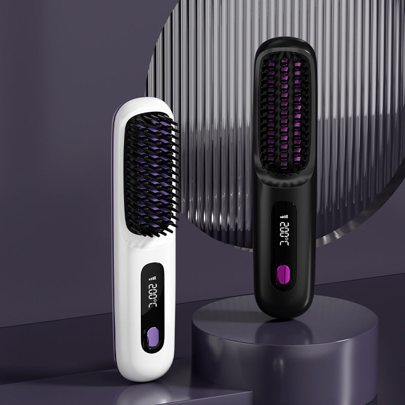 Brosse à cheveux lissante multifonctionnelle portable à chargement sans fil