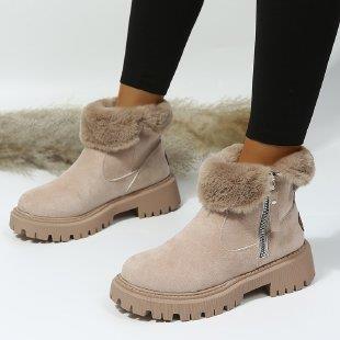 Bottes d'hiver en neige doublées en peluche