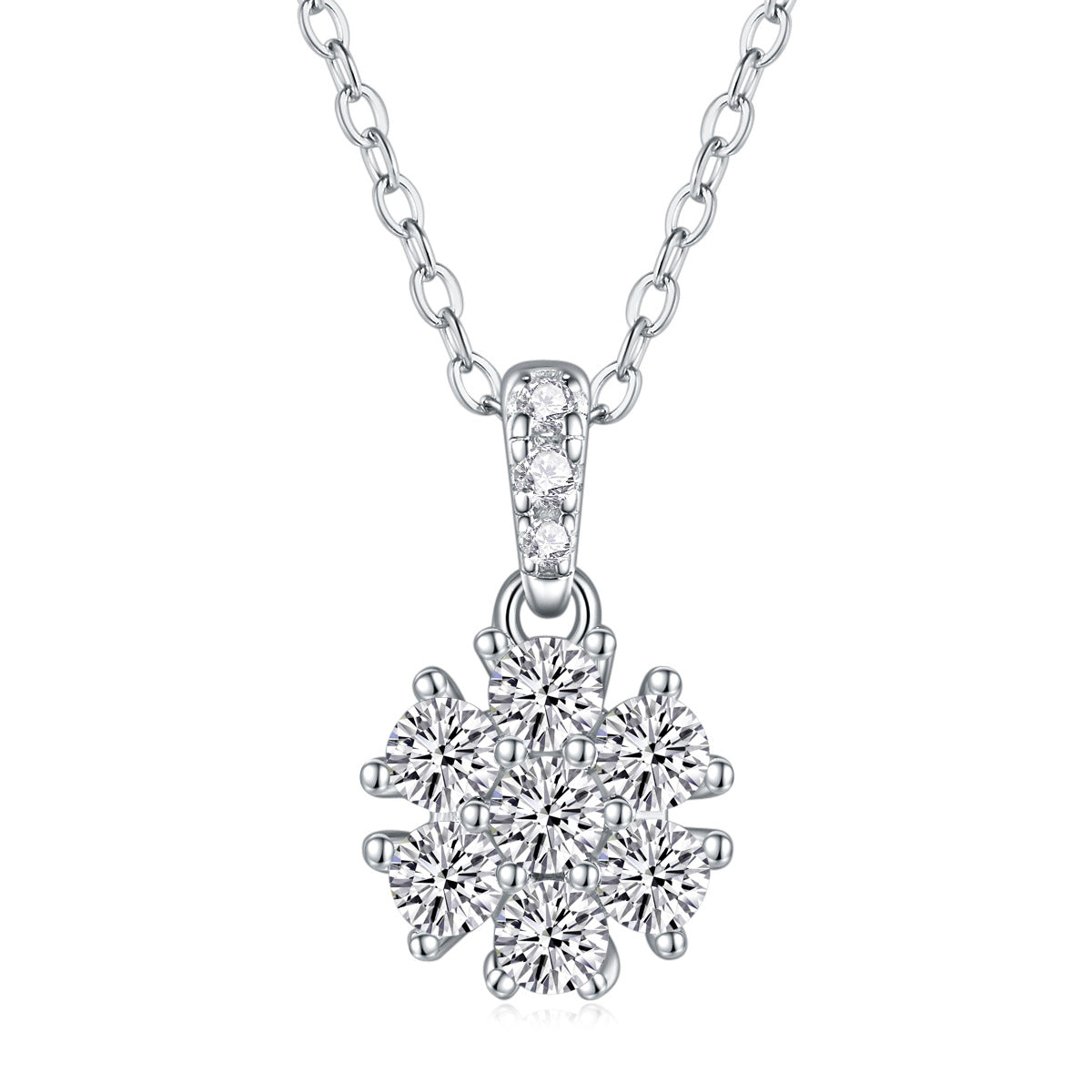 Collier pendentif géométrique en moissanite et argent sterling