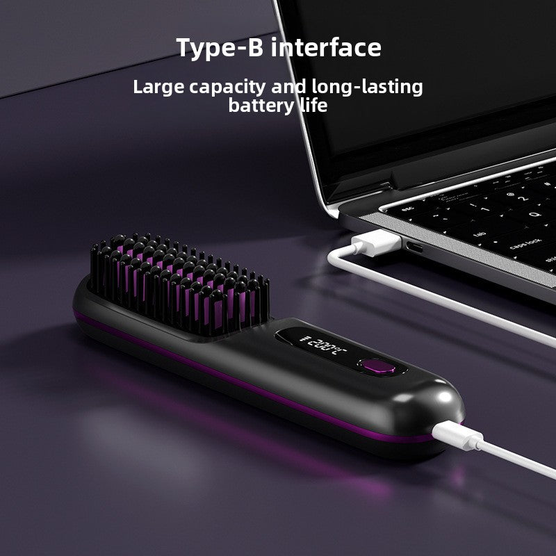 Brosse à cheveux lissante multifonctionnelle portable à chargement sans fil