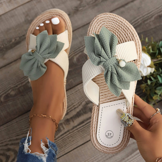 Chaussons plats à nœud floral