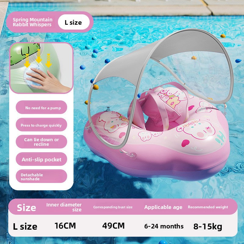 Bouée gonflable pour bébé avec pare-soleil et support anti-retournement sous les bras pour enfants