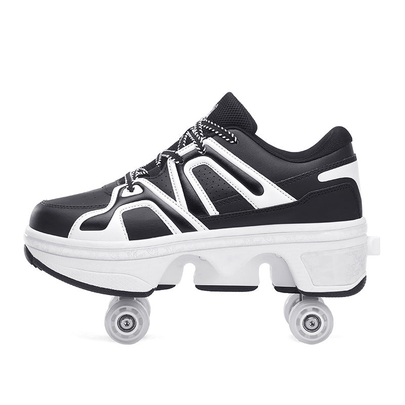 Chaussures de patin à roulettes transformables avec lumières LED
