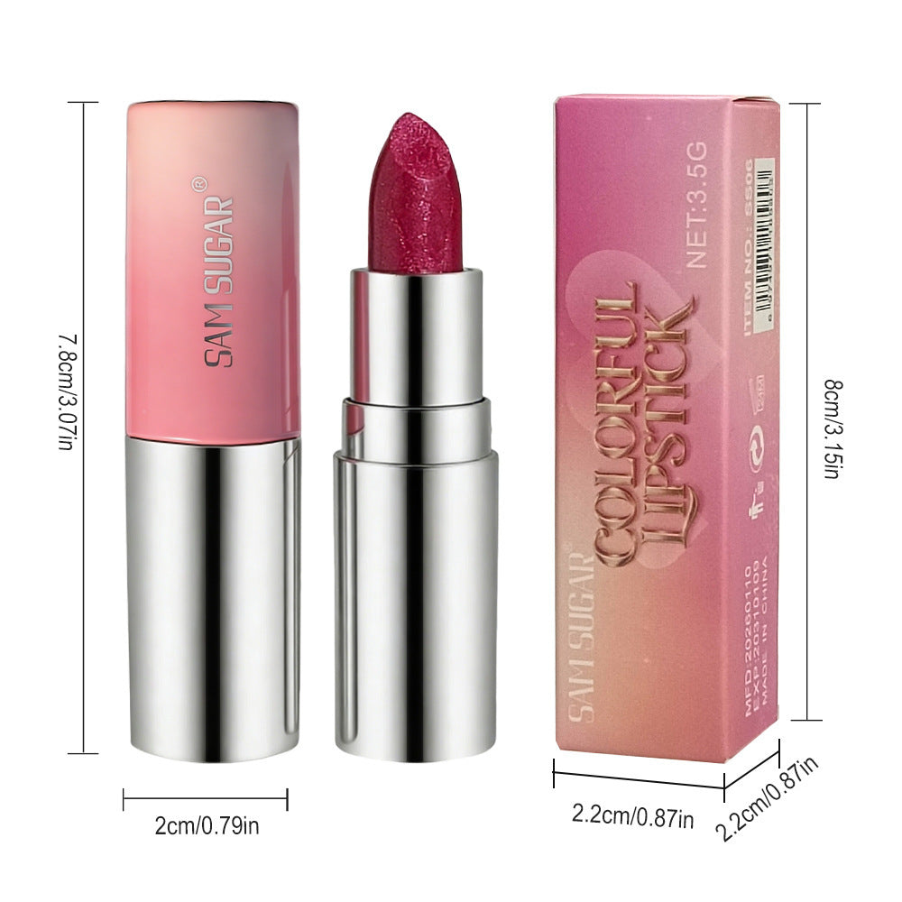 Rouge à lèvres nacré dégradé à 6 couleurs avec de fines paillettes