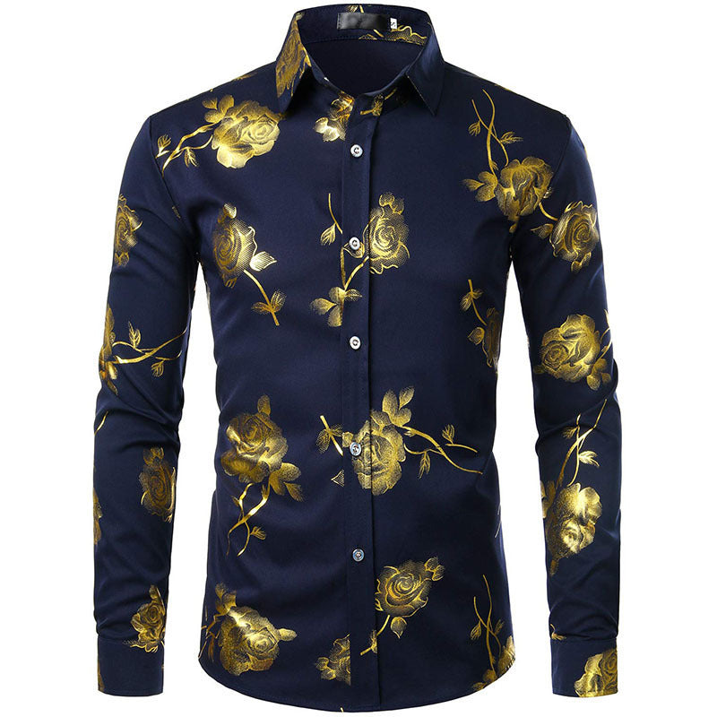 Chemise à manches longues pour homme à imprimé floral