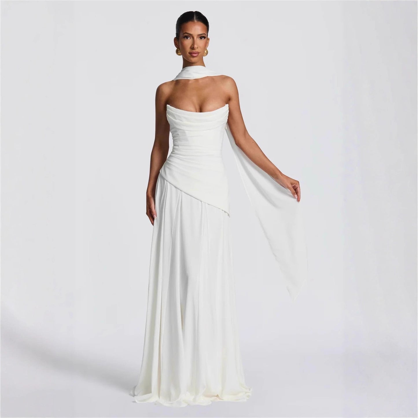 Robe de soirée élégante sans manches en tube