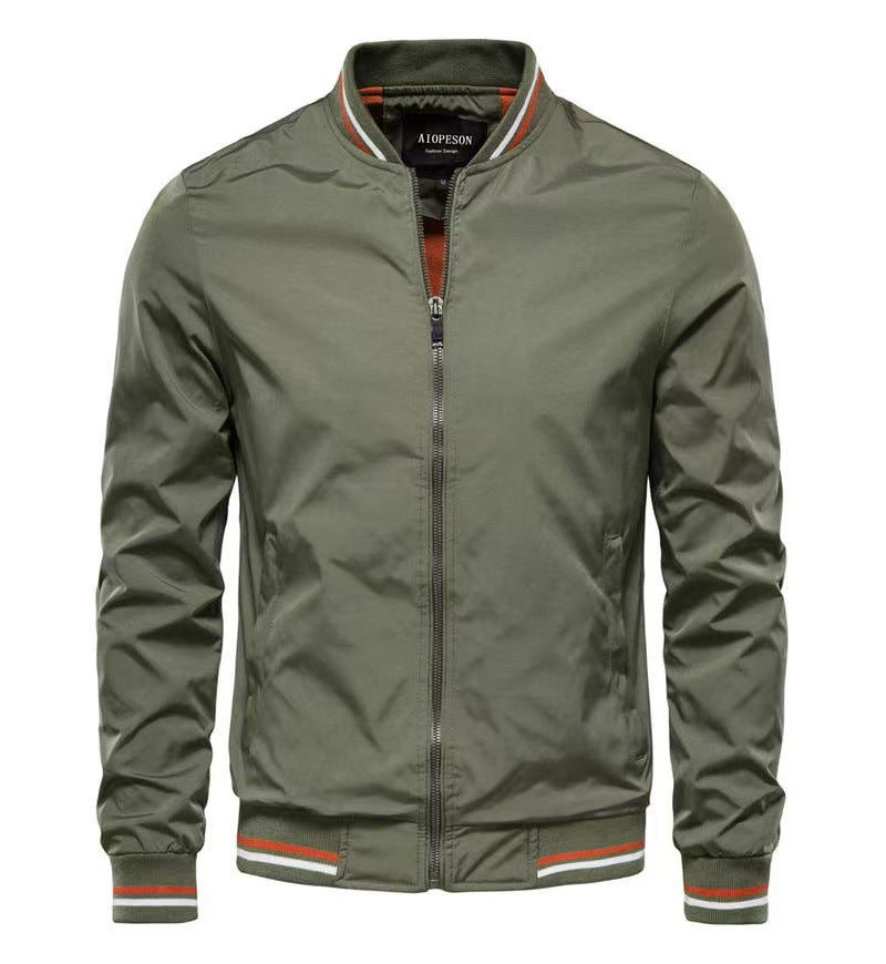 Veste décontractée pour homme à col montant et fermeture éclair