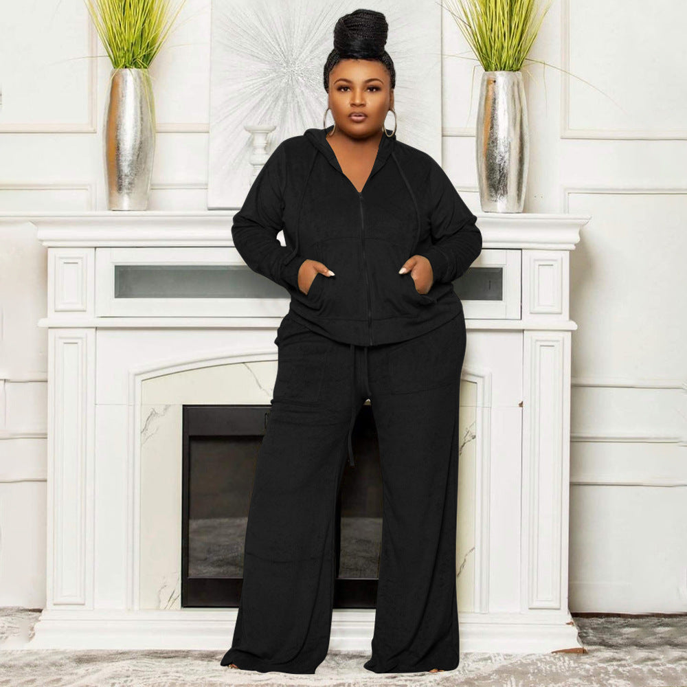 Habit :Ensemble deux pièces pour femme, taille haute, jambes larges