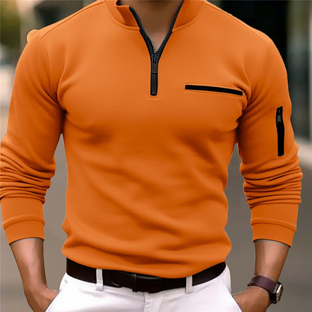 Polo homme à manches longues et fermeture éclair