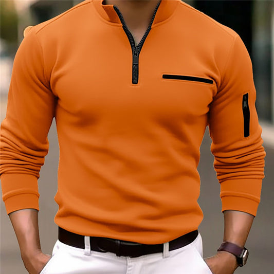 Polo homme à manches longues et fermeture éclair
